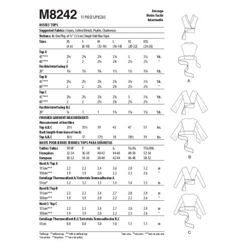 MCCALLS - M8242 HAUTS KIMONO POUR FEMMES
