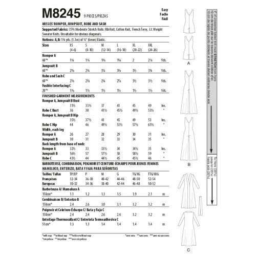 MCCALLS - M8245 COMBINAISONS ET PEIGNOIR POUR FEMMES - TP-TTG