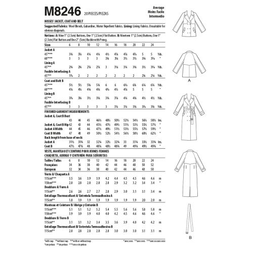 MCCALLS - M8246 MANTEAUX POUR FEMMES