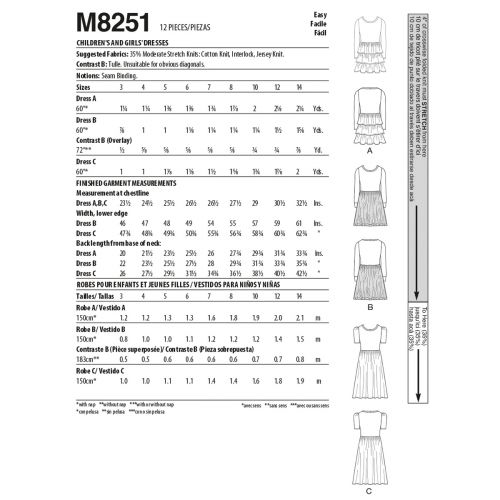 MCCALLS - M8251 ROBES POUR ENFANTS - 3-6