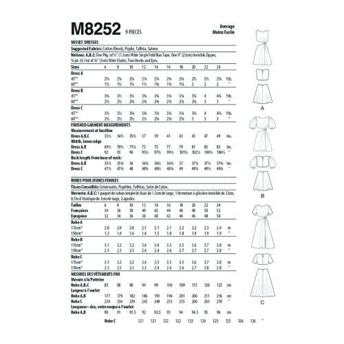 MCCALLS - M8252 ROBES POUR FEMMES - 6-14