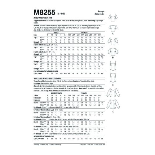 MCCALLS - M8255 HAUTS POUR FEMMES - 8-16