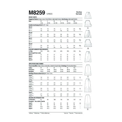 MCCALLS - M8259 JUPES POUR FEMMES