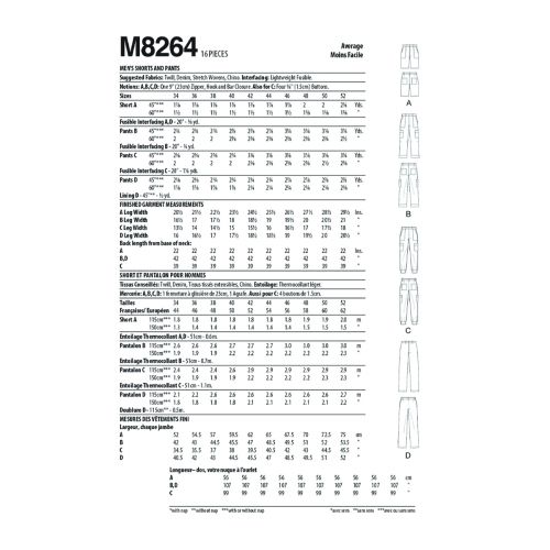 MCCALLS - M8264 SHORT ET PANTALONS POUR HOMMES - 34-42