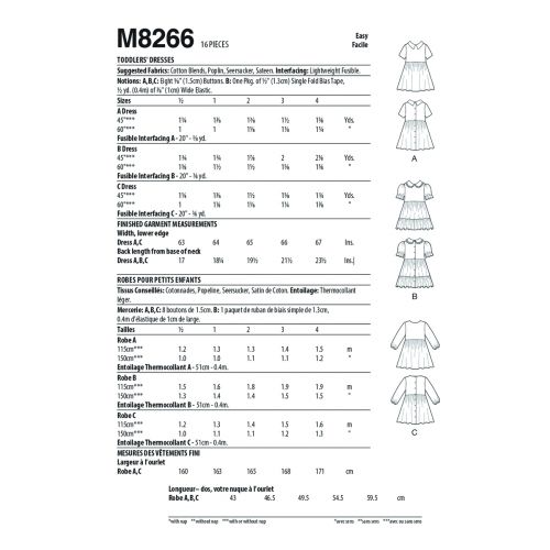 MCCALLS - M8266 ROBES POUR ENFANTS - 1/2-4