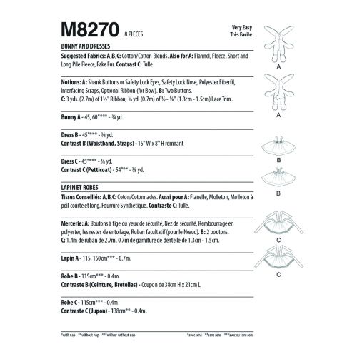 MCCALLS - M8270 LAPINS ET ROBES