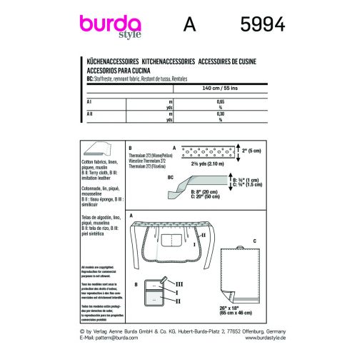 BURDA - 5994 ACCESSOIRES DE CUISINE