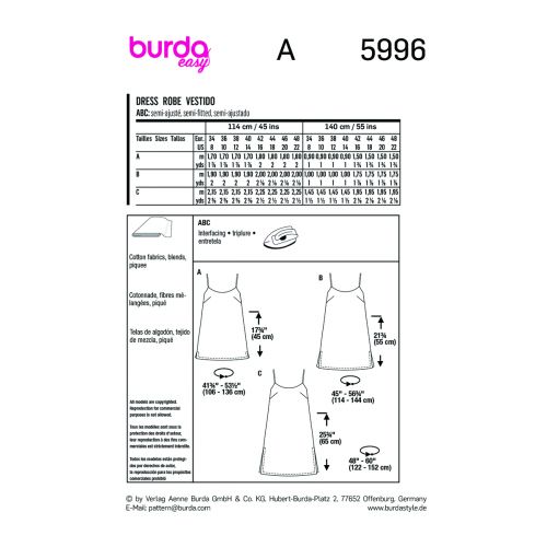 BURDA - 5996 ROBES SEMI-AJUSTÉES