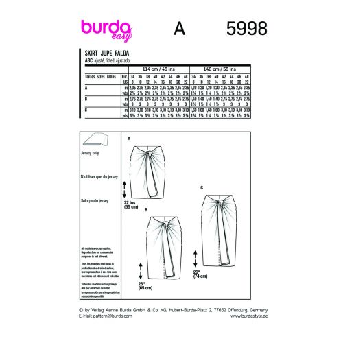 BURDA - 5998 JUPES AJUSTÉES