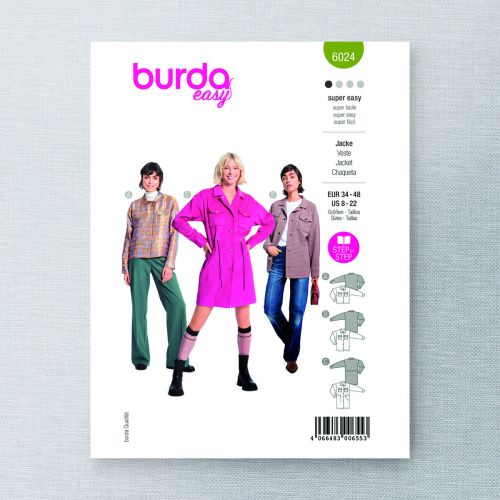 BURDA - 6024 VESTES À MANCHES LONGUES SEMI-AJUSTÉES POUR FEMMES