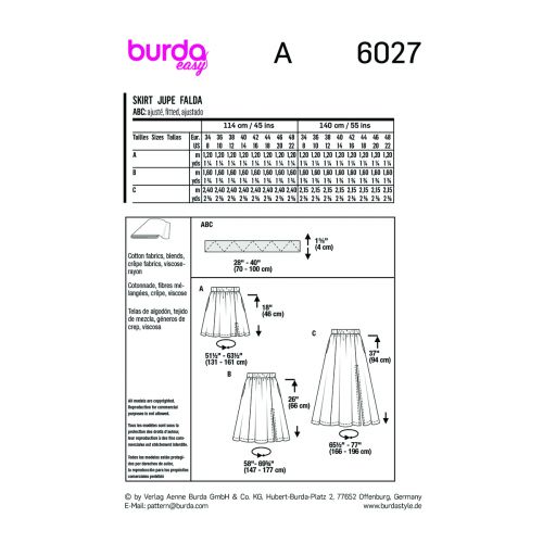 BURDA - 6027 JUPES ÉVASÉES