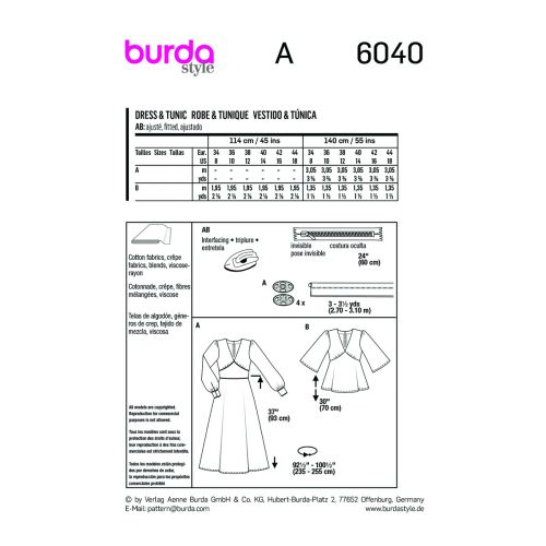 BURDA - 6040 ROBE ET TUNIQUE