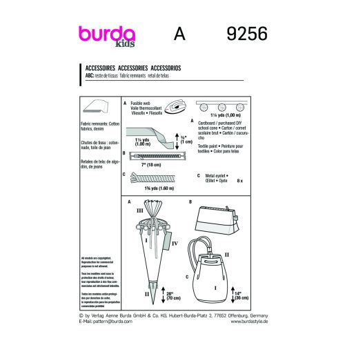 BURDA - 9256 ACCESSOIRES SCOLAIRES