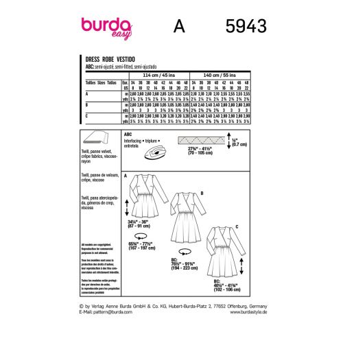 BURDA - 5943 - ROBE POUR FEMME