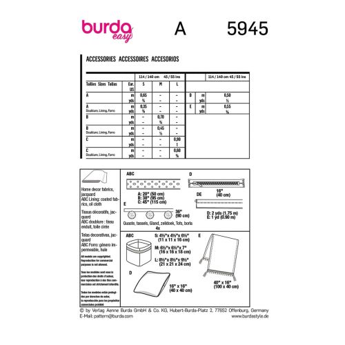 BURDA - 5945 - ACCESSOIRES DÉCO