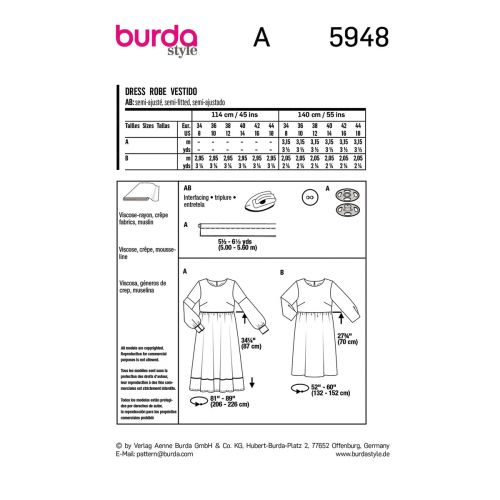 BURDA - 5948 - ROBE POUR FEMME