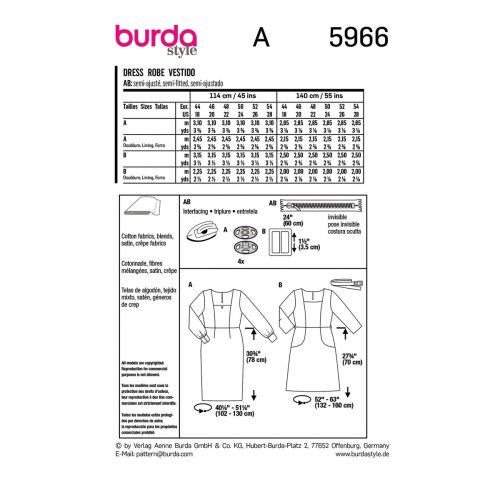 BURDA - 5966 - ROBE POUR FEMME