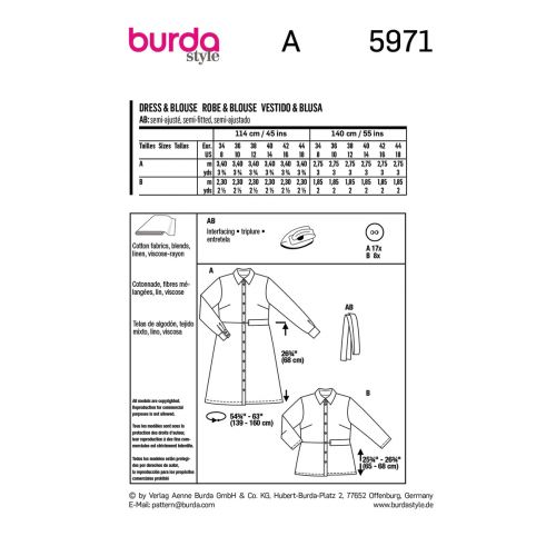 BURDA - 5971 - ROBE ET BLOUSE POUR FEMME