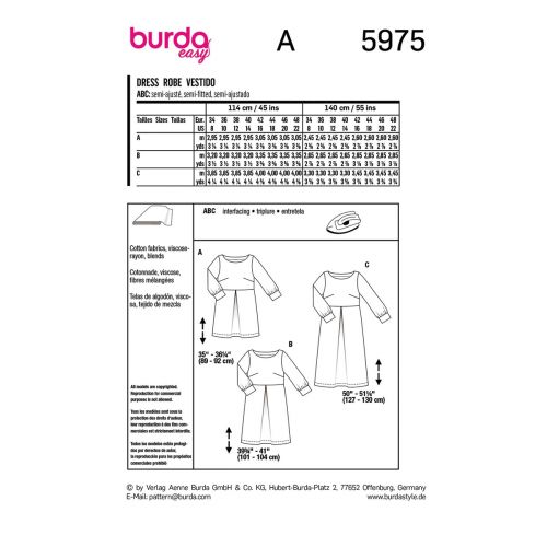 BURDA - 5975 - ROBE POUR FEMME