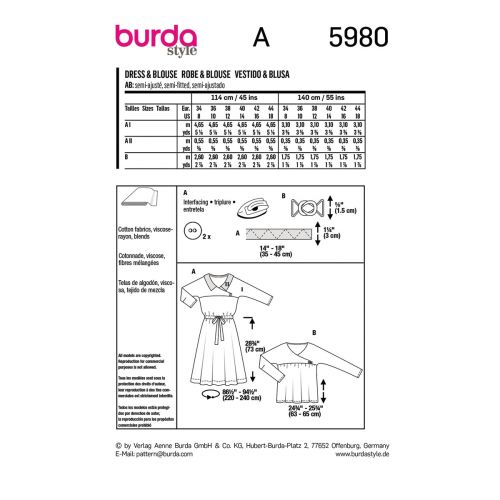 BURDA - 5980 - ROBE ET BLOUSE POUR FEMME