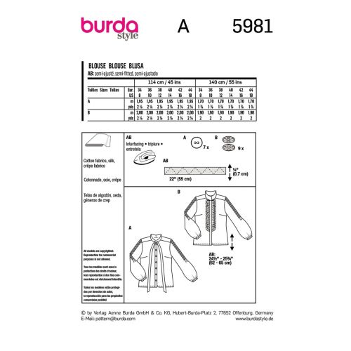 BURDA - 5981 - BLOUSE POUR FEMME