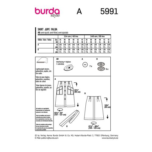 BURDA - 5991 - JUPE POUR FEMME