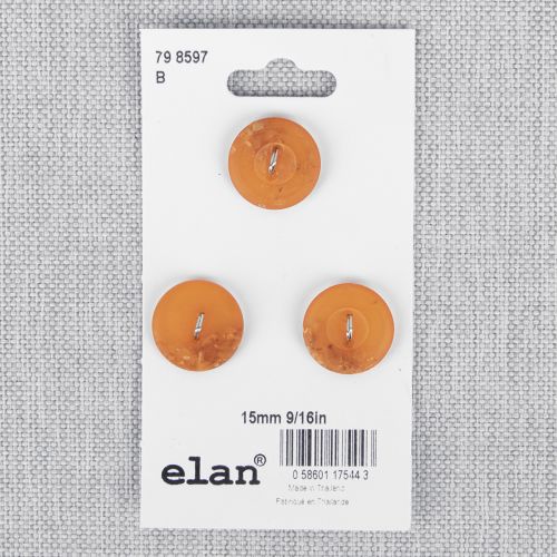 BOUTON ELAN 798597B - 15MM 2 TROUS ORANGE - ENS3