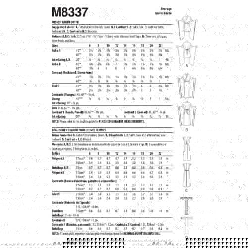 MCCALL'S - M8337-A5 - DÉGUISEMENT HANFU POUR FEMMES - 6-14