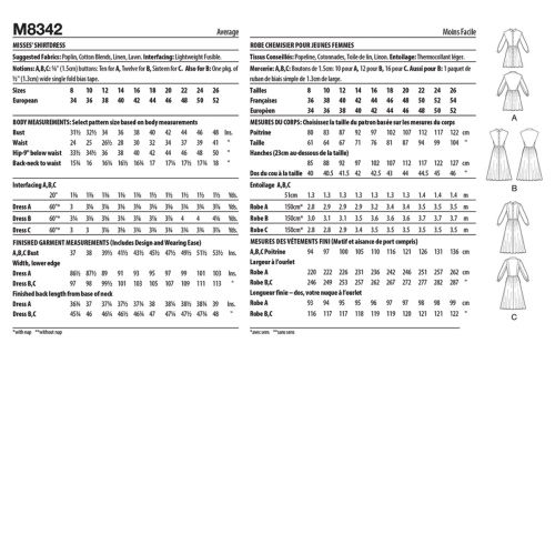 MCCALL'S - M8342-Y5 - ROBE CHEMISIER POUR FEMMES - 18-26