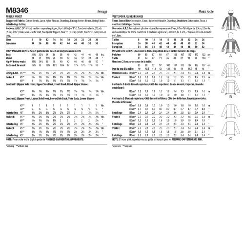 MCCALL'S - M8346 - VESTE POUR FEMMES