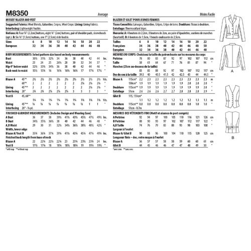 MCCALL'S - M8350 - BLAZER ET GILET POUR FEMMES
