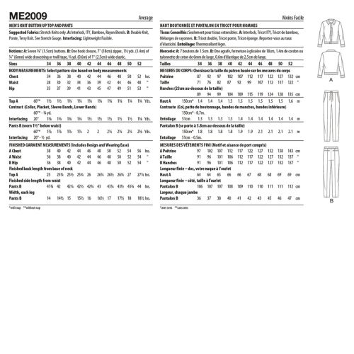 KNOW ME - ME2009 - HAUT BOUTONNÉ, PANTALON POUR HOMMES