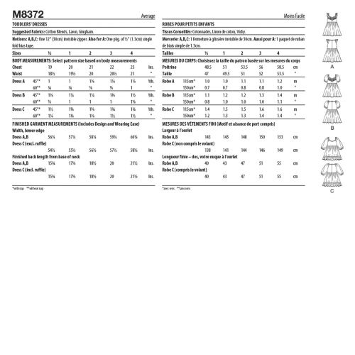 M8372 - ROBES POUR JEUNES ENFANTS - 1/2-4