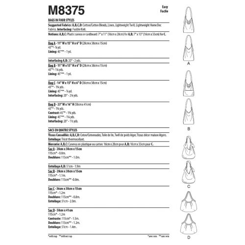 M8375 - SACS EN QUATRE STYLES