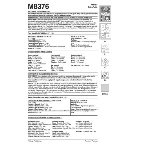 M8376 - COURTEPOINTE OU PANNEAU DÉCORATIF ET COUSSINS