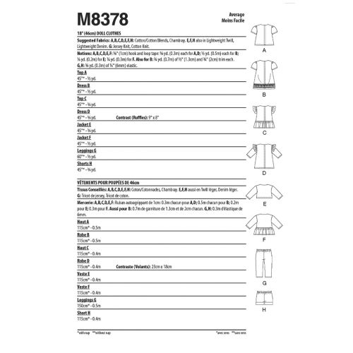 M8378 - VÊTEMENTS POUR POUPÉES DE 46 CM