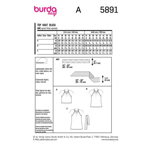 BURDA - 5891 - HAUT POUR FEMMES