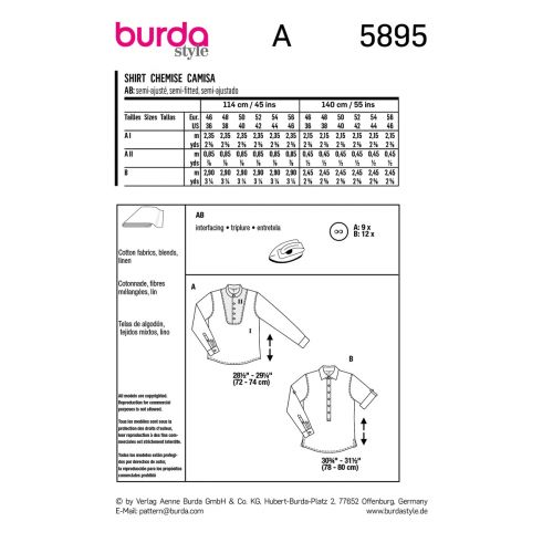 BURDA - 5895 - CHEMISE POUR HOMME