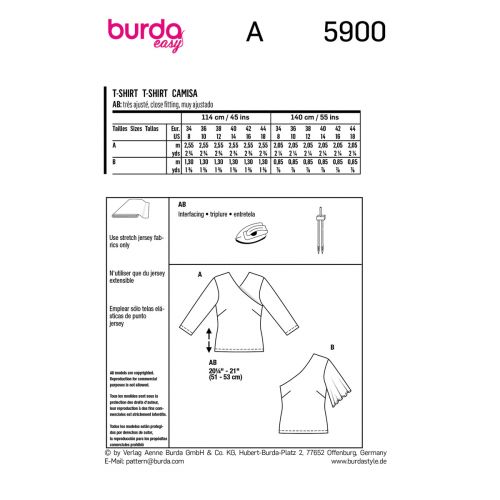 BURDA - 5900 - T-SHIRT POUR FEMMES