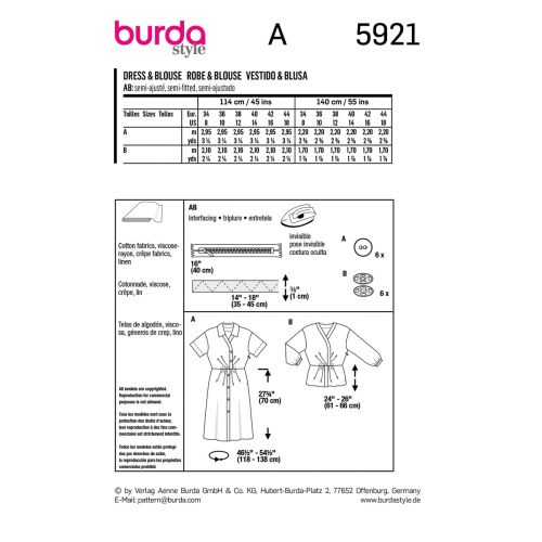 BURDA - 5921 - ROBE & BLOUSE POUR FEMMES