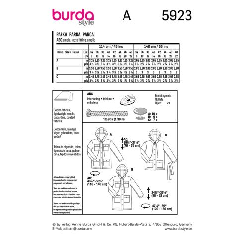 BURDA - 5923 - PARKA POUR FEMMES