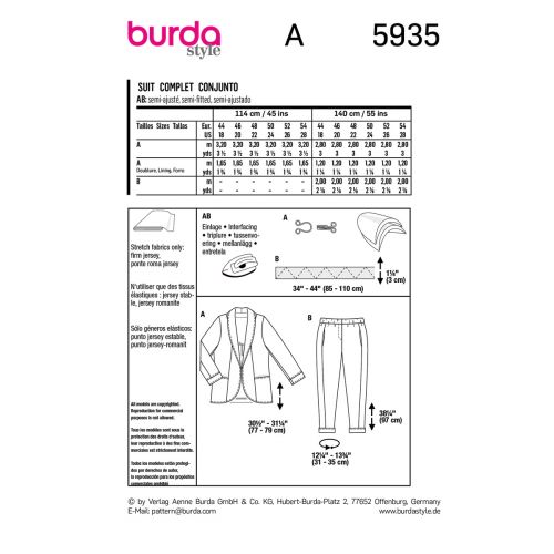 BURDA - 5935 - COMPLET POUR FEMMES