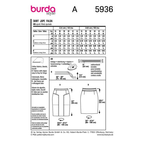 BURDA - 5936 - JUPE POUR FEMMES