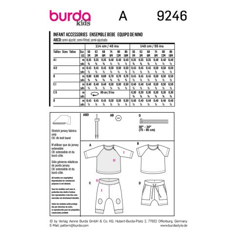 BURDA - 9246 - ENSEMBLE POUR BÉBÉS