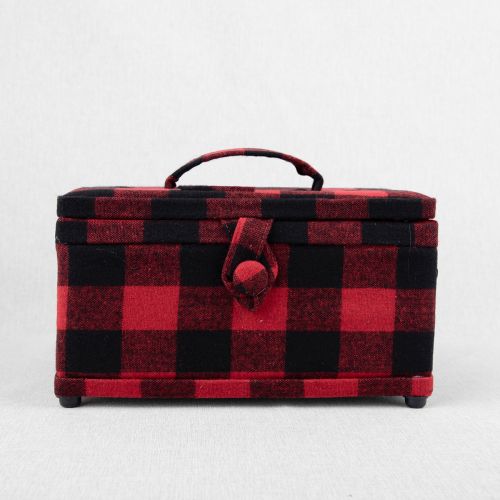 PANIER DE COUTURE MOYEN - CARREAUX ROUGE ET NOIR