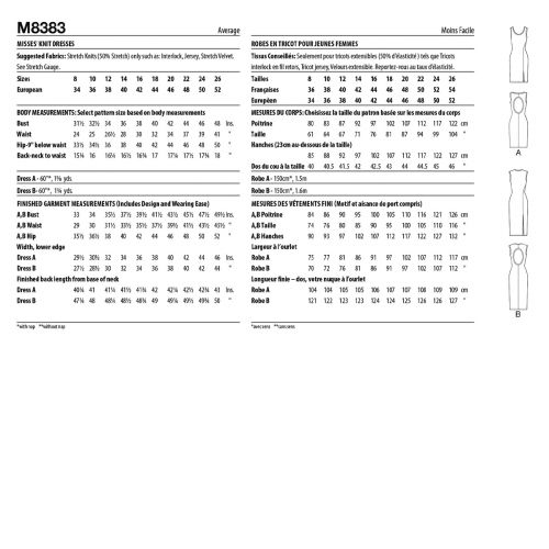 MCCALL'S - M8383 ROBE EN TRICOT POUR FEMMES - 18-26