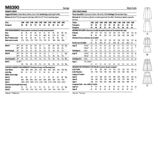MCCALL'S - M8390 JUPE POUR FEMMES