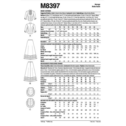 MCCALL'S - M8397 COSTUME POUR FEMMES - 8-16