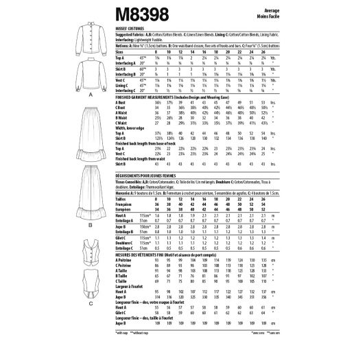 MCCALL'S - M8398 COSTUME POUR FEMMES
