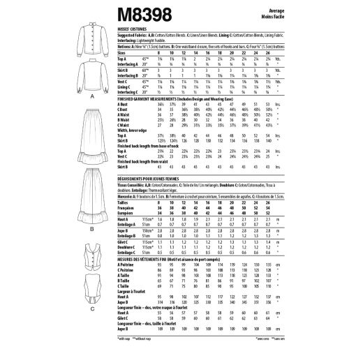 MCCALL'S - M8398 COSTUME POUR FEMMES - 18-26